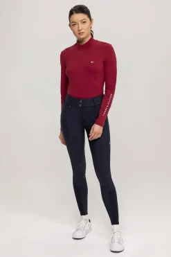 New tommyhilfigerequestrian Tommy Hilfiger Equestrian langermet genser med høy hals for kvinner Rouge