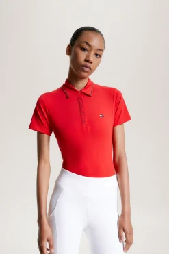 Outlet tommyhilfigerequestrian Tommy Hilfiger Equestrian Harlem Polo-skjorte med korte ermer og logo FierceRed