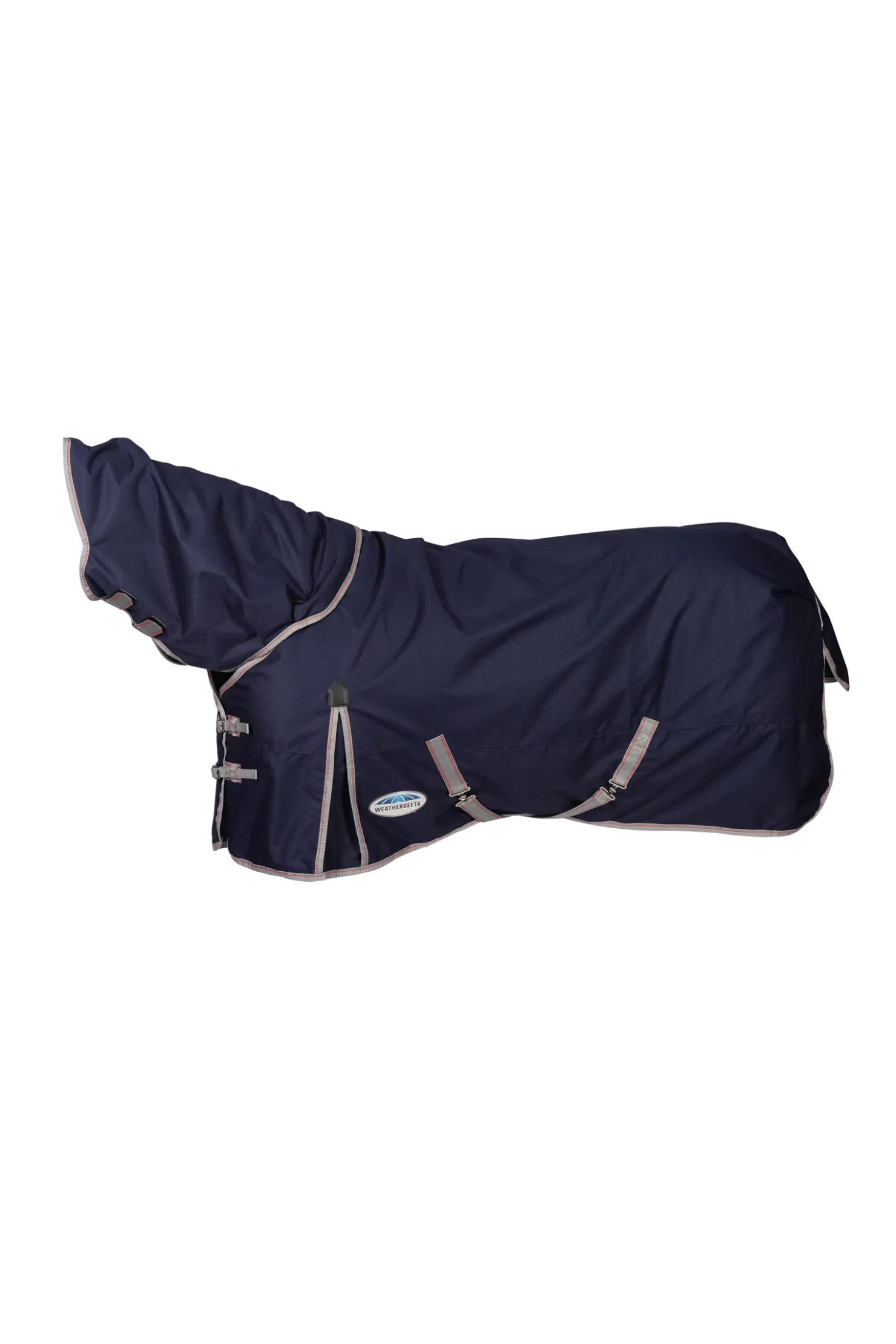 Sale weatherbeeta Comfitec Essential Detach-a-Neck Medium Turnout Rug, 220g Navy/Silver/Red